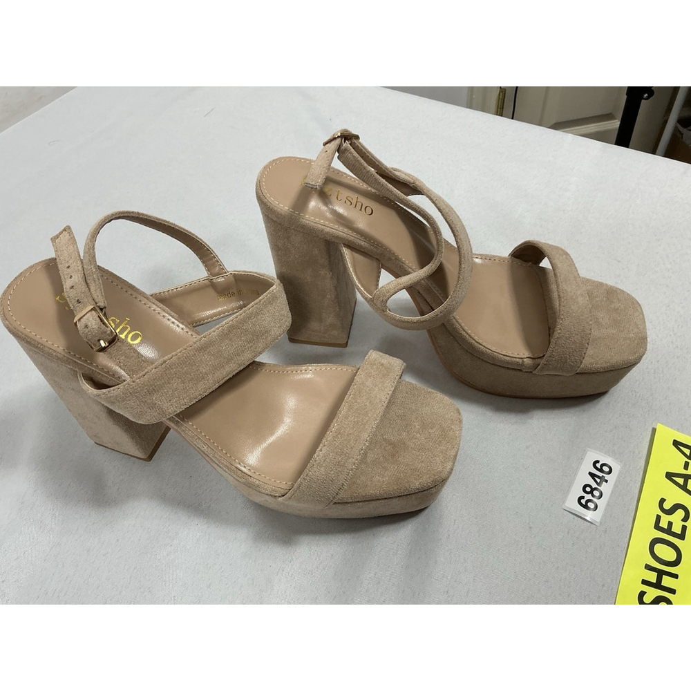 Womans New Syztsho Strappy Platform Sandals Beige Us 9 Eu 40 Square Open Toe